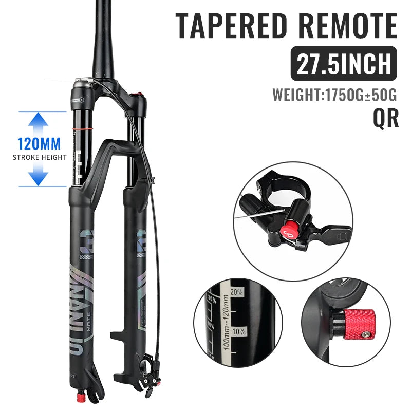NANLIO X7 PRO MTB Air Suspension Fork 26/27.5/29er 120/140mm Rebound Remote Lockout Straight/Tapered 100x9/100x15mm QR/Thru Axle