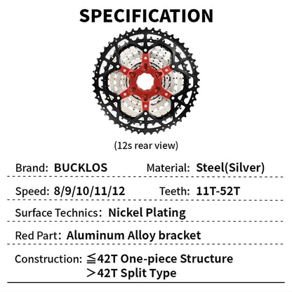 BUCKLOS Bicycle Cassette 10 speed MTB cassette K7 Road Bike Freewheel 25T 28T 32T 34T 36T 40T 10V Bike Cassettes Flywheel For HG
