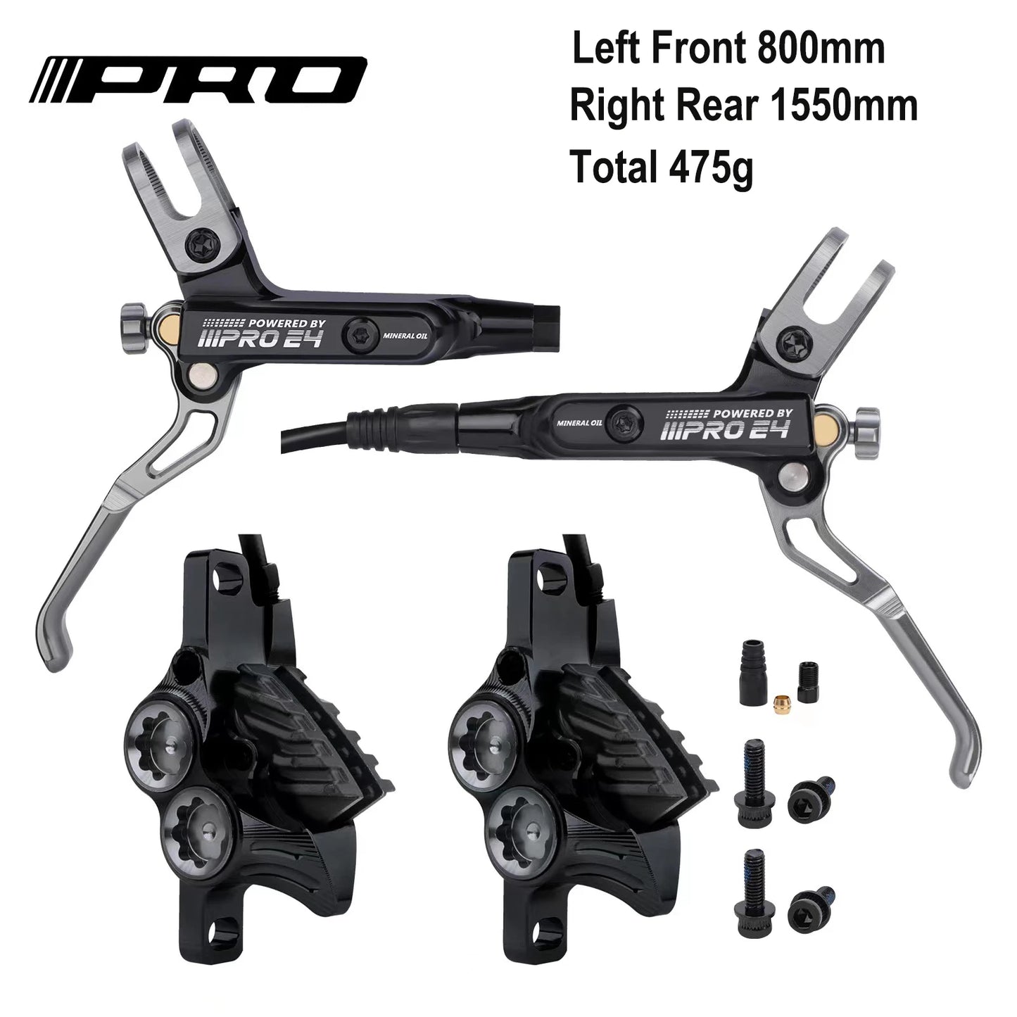 IIIPRO E4 Brake Ultralight 4 Piston Bicycle Hydraulic Brake 800/1550mm MTB Brake Cooling Oil Pressure AM DH Road Bike Disc Brake