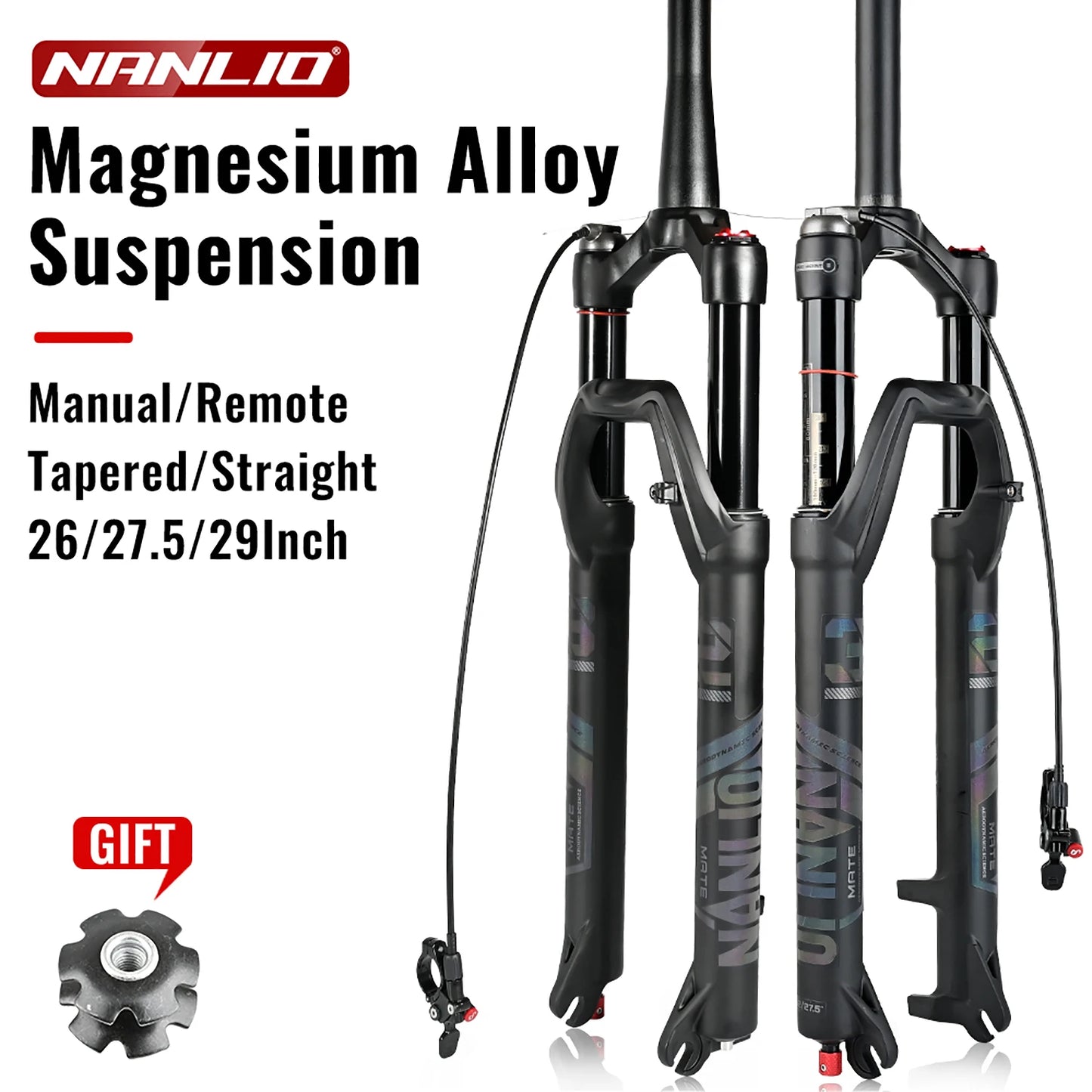 NANLIO X7 PRO MTB Air Suspension Fork 26/27.5/29er 120/140mm Rebound Remote Lockout Straight/Tapered 100x9/100x15mm QR/Thru Axle