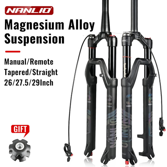 NANLIO X7 PRO MTB Air Suspension Fork 26/27.5/29er 120/140mm Rebound Remote Lockout Straight/Tapered 100x9/100x15mm QR/Thru Axle