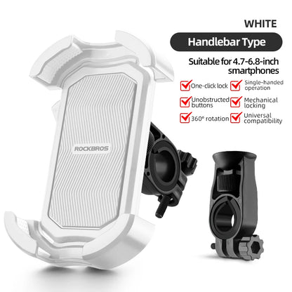 ROCKBROS Bicycle Phone Mount 4.7-6.8 Inch Shockproof 360° Rotate E-bike Motocycle Bike Phone Holder Cycling Phone Stand Bracket