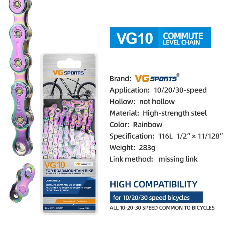 1pc VG Sports 8 9 10 11 Speed Velocidade Bicycle Chain 8s 9s 10s 11s MTB Mountain Road Bike Chain Bike Parts Bicycle Accessories