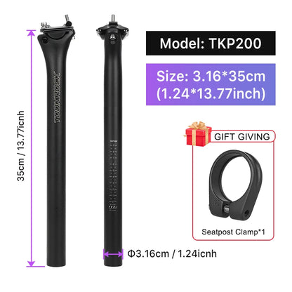 TOSEEK Carbon Seatpost 27.2 31.6mm Length 400mm Matte Black MTB Road Bike Seat Post Seat Tube Bicycle Parts MTB Carbon Canoe
