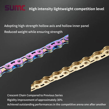 sumc 12 speed bike chain crescent chain road bike mountain  126 links ultra light bicycle chain for Shimano
