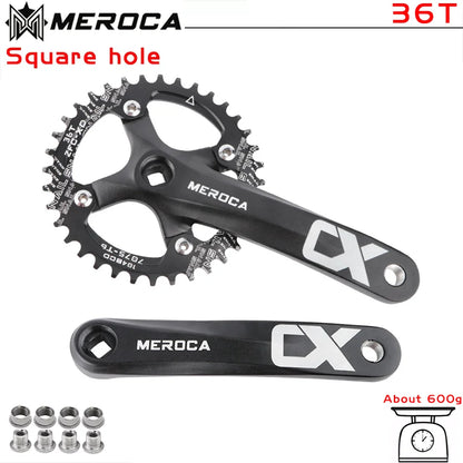 MEROCA CX Square Hole Bicycle Crankset 104BCD Aluminum Alloy IXF Square Hole Mountain Bike Crankset 170mm 32T/34T/36T/38T/40T/42