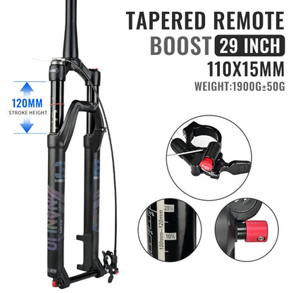 NANLIO X7 PRO MTB Air Suspension Fork 26/27.5/29er 120/140mm Rebound Remote Lockout Straight/Tapered 100x9/100x15mm QR/Thru Axle