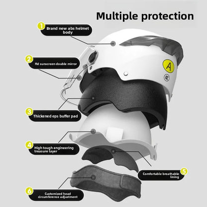 Lightweight Motorcycle  E-Bike Helmet For Men/Women  UV Protective All-Season Safety Helmet With Sun Visor