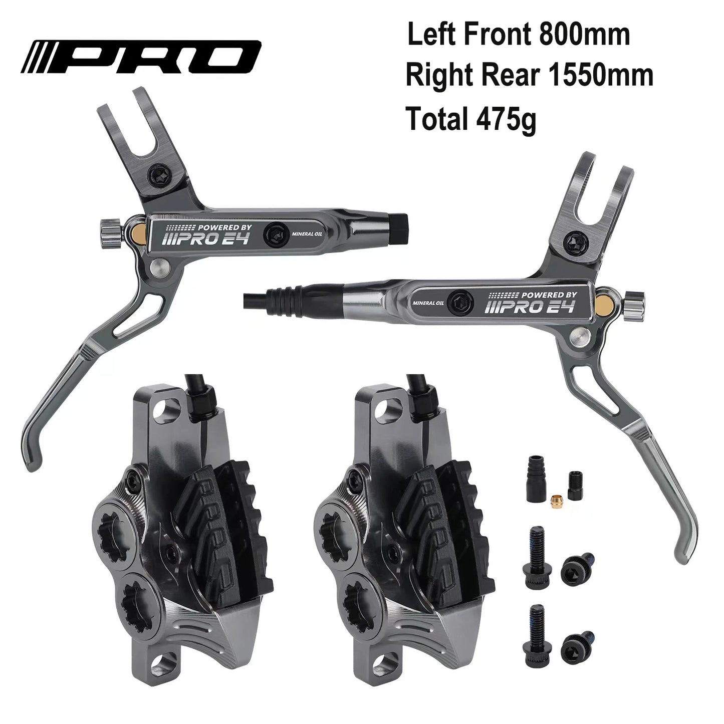 IIIPRO E4 Brake Ultralight 4 Piston Bicycle Hydraulic Brake 800/1550mm MTB Brake Cooling Oil Pressure AM DH Road Bike Disc Brake