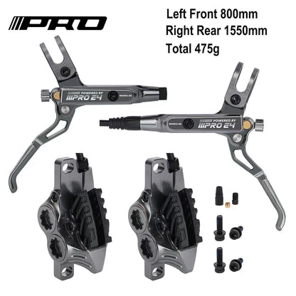 IIIPRO E4 Brake Ultralight 4 Piston Bicycle Hydraulic Brake 800/1550mm MTB Brake Cooling Oil Pressure AM DH Road Bike Disc Brake