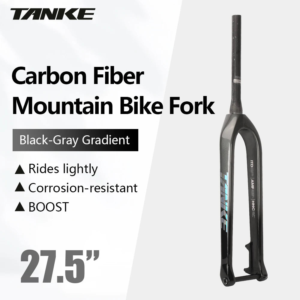 TANKE MTB Hard Fork Bicycle Suspension carbon fiber 26/27.5/29inch Universal Mountain Bike Fork Straight Cone 28.6mm Boost T800