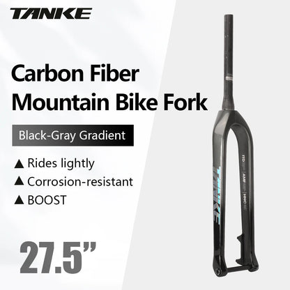 TANKE MTB Hard Fork Bicycle Suspension carbon fiber 26/27.5/29inch Universal Mountain Bike Fork Straight Cone 28.6mm Boost T800