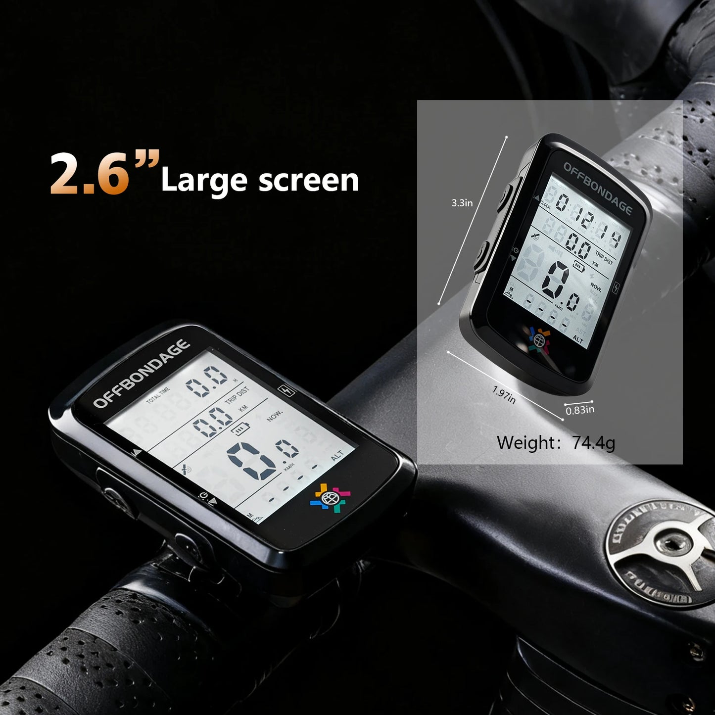 OFFBONDAGE GPS Bicycle Computer 2.6-inch Cycling Odometer Wireless Speedometer Waterproof Bike Digital Stopwatch  Cycling GPS