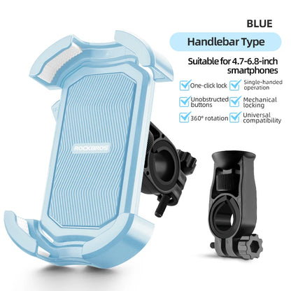ROCKBROS Bicycle Phone Mount 4.7-6.8 Inch Shockproof 360° Rotate E-bike Motocycle Bike Phone Holder Cycling Phone Stand Bracket