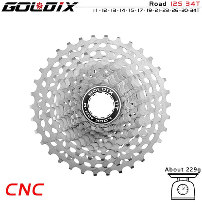 GOLDIX Ultralight CNC Road Bike Cassette 11/12 Speed k7 11S 12S 28T/32T/34T/36T Cassette Sprocket for SHIMANO HG