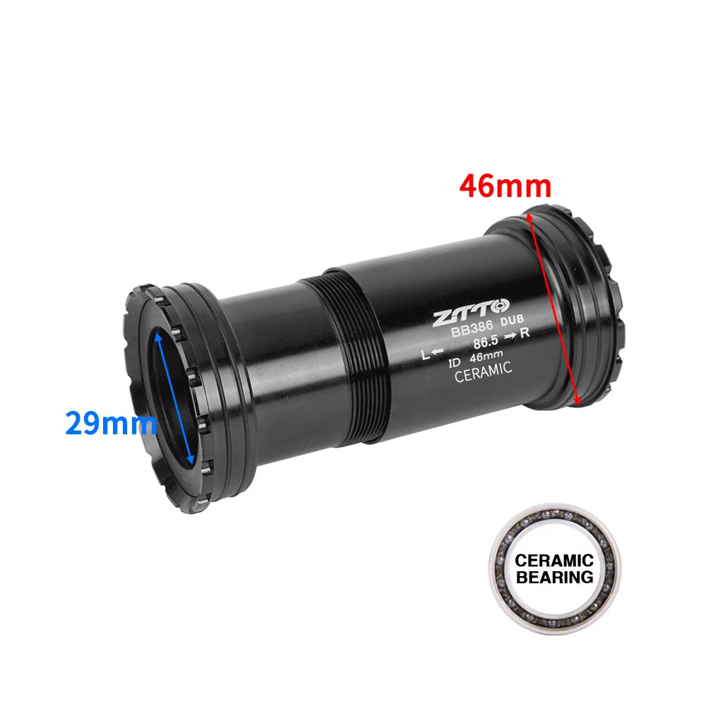 ZTTO BB386 Ceramic Threaded Lock Bottom Bracket 24mm 29mm 30mm for 386 46mm Frame to 24 29 DUB 30 Crank axle