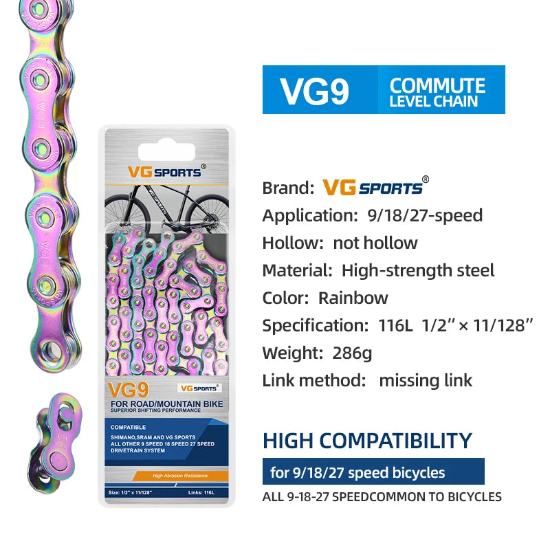 1pc VG Sports 8 9 10 11 Speed Velocidade Bicycle Chain 8s 9s 10s 11s MTB Mountain Road Bike Chain Bike Parts Bicycle Accessories