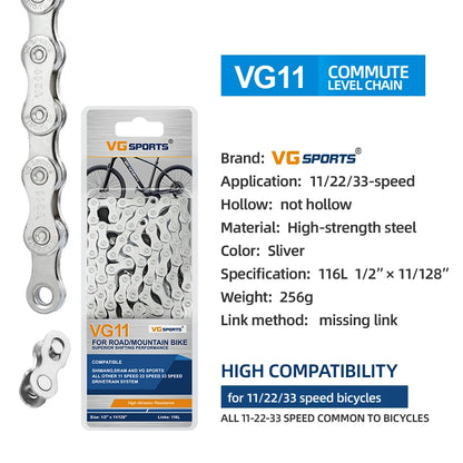 1pc VG Sports 8 9 10 11 Speed Velocidade Bicycle Chain 8s 9s 10s 11s MTB Mountain Road Bike Chain Bike Parts Bicycle Accessories
