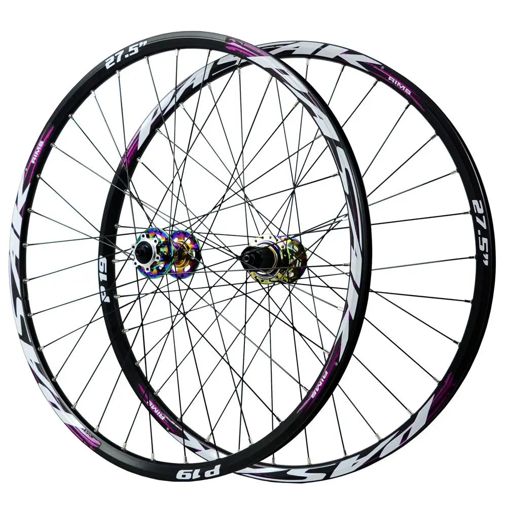 MTB Bike Wheelset 26 29 27.5 Wheel Thru Axle Hub 100 142 XD/HG/MS Rim32H Spoke 6 Pawls Bicycle Wheel QR9mm dazzling electroplate