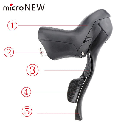MicroNEW Road Bike Shifter 3x7 3x8 3x9 3x10 Speed Brake Levers Bicycle 2x7 2x8 2x9 2x10 Speed Front Derailleur For Shimano