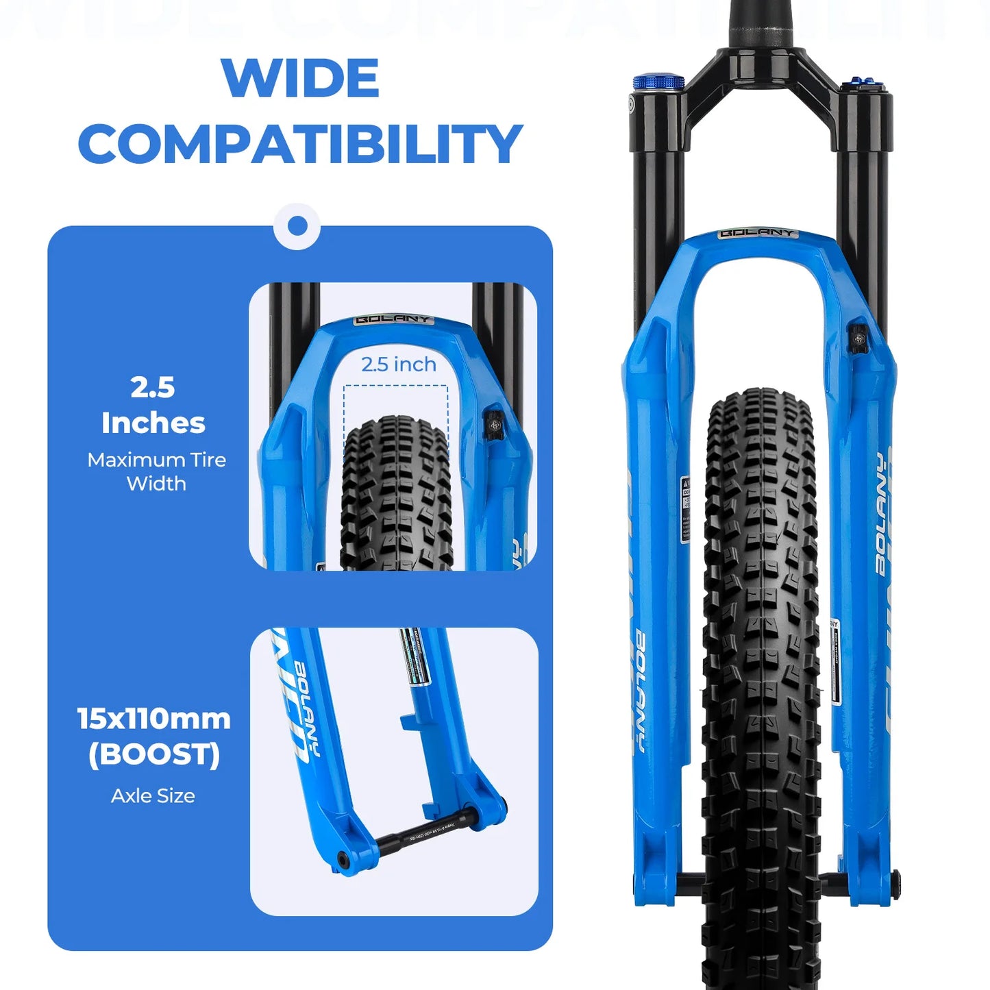 BOLANY MTB Air Fork 27.5 29Inch Air Oil Suspension Boost 15x110 Thru Axle Lightweight Bike Fork R29 Damping Rebound Adjustable