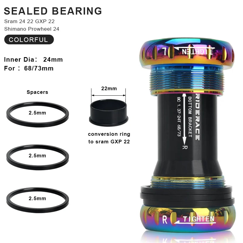 Bicycle Bottom Bracket Sealed Bearing 24 22 MM BB SET BB68/73 MTB Mountain Bike Thread Kit For SRAM GXP Prowheel Crankset Part