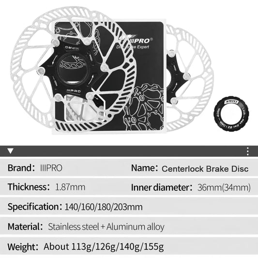 IIIPRO Bike Rotor Centerlock MTB Hydraulic Brake Disc Stainless