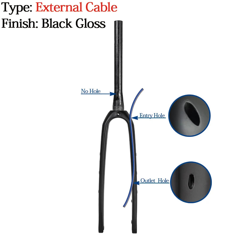 BXT 700C Carbon Gravel Fork, MTB/Road Carbon Bike Fork, 27.5er Thru Axle Disc Brake Road Bicycle fork, Int/Ext Cable Rigid Fork