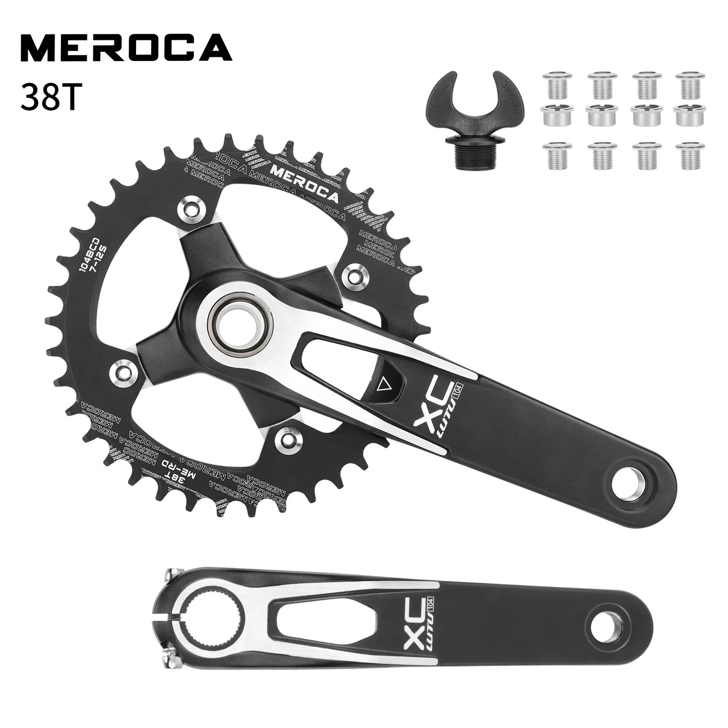 LUTU XC Hollow Integrated Crank MTB Cranks - Direct Mount MTB Single Chainring Aluminum Crankset MTB Accessories
