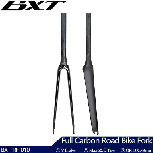 BXT Full Carbon Road Bike Fork,700C V Brake Fork, QR 100x9mm, Tapered Tube 39.8mm, fit BXT-045 Track frame