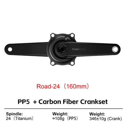 THINKRIDER PP5 Bike Carbon Fiber Spider Power Meter Crankset 24MM 160-175mm ANT+ BLE for  Road Bike
