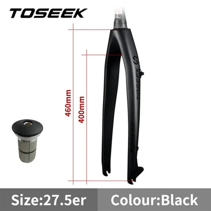 TOSEEK 26 /27.5/29 Inch Carbon Fiber Bike Fork Straight/Tapared Tube MTB Fork 9*100mm Mountain Bike Fork Bicycle Rigid Fork