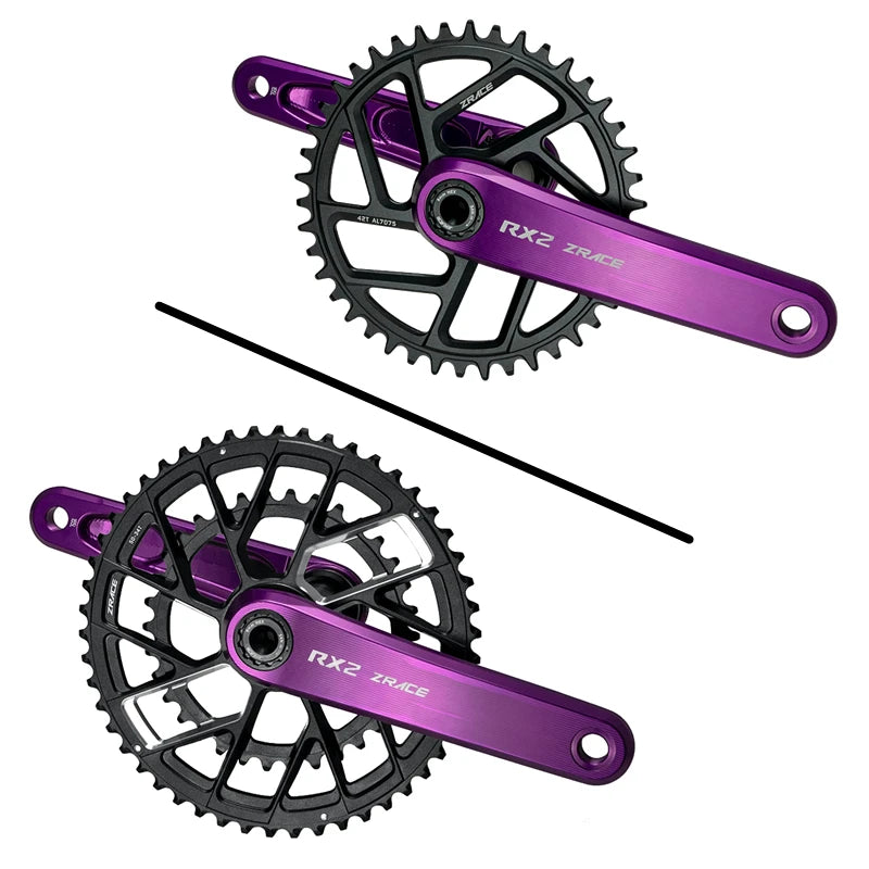 ZRACE RX2 Gravel / Road Crankset, High-precision CNC Machining, Ultra-strong Alloy Shaft, 165/170, 53-39/52-36/50-34/40/42/44T