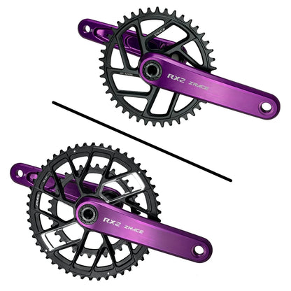 ZRACE RX2 Gravel / Road Crankset, High-precision CNC Machining, Ultra-strong Alloy Shaft, 165/170, 53-39/52-36/50-34/40/42/44T