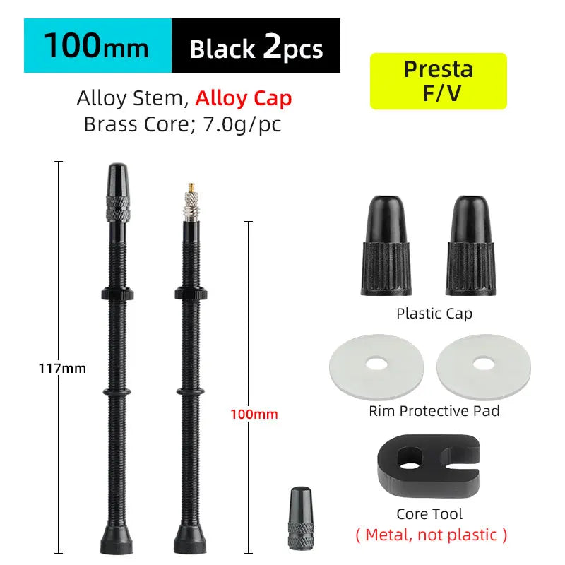 Bicycle No Tube Presta/FV Valve Brass/Alloy Stem Detachable Brass Core 40-120mm Road Bike Tubeless  Core Tool