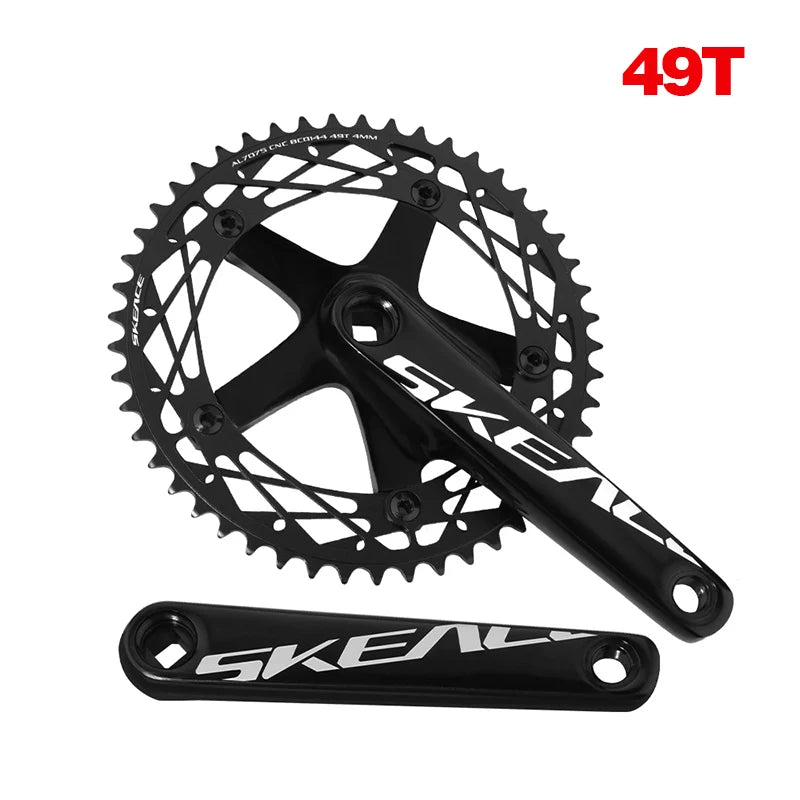 SKEACE 48T/49T Aluminum Alloy Bicycle Crank Set 144BCD Single Speed Crank Chain Wheel 165mm Crank Road Fix Gear Track Bicycle
