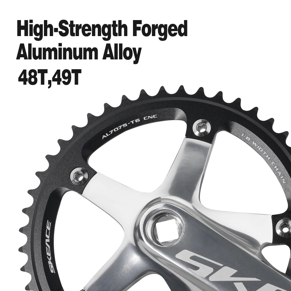 SKEACE BMX Crankset 48T Aluminum Alloy Fixed Gear Crank 144BCD Single Speed Fix Gear 165mm Bike Bicyle Chainwheel BMX Crank
