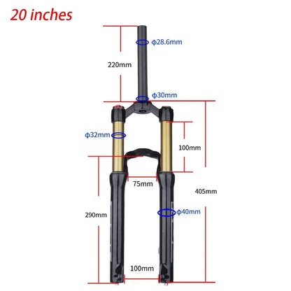 BOLANY Mountain Bike Forks Shock Suspension 20/24 inch fork 135mm travel Air Suspension MTB Fork Bike Accessories
