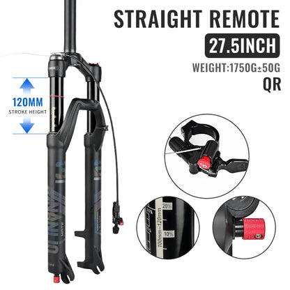 NANLIO X7 PRO MTB Air Suspension Fork 26/27.5/29er 120/140mm Rebound Remote Lockout Straight/Tapered 100x9/100x15mm QR/Thru Axle