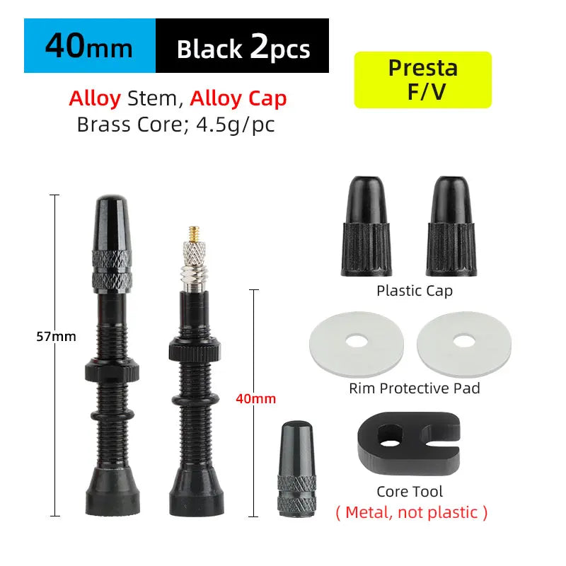 Bicycle No Tube Presta/FV Valve Brass/Alloy Stem Detachable Brass Core 40-120mm Road Bike Tubeless  Core Tool