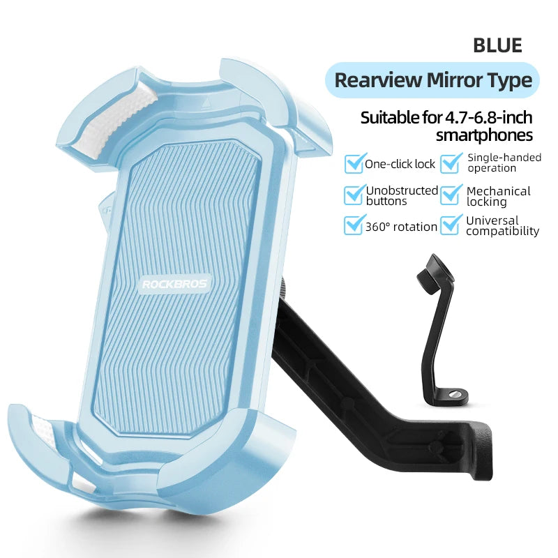 ROCKBROS Bicycle Phone Mount 4.7-6.8 Inch Shockproof 360° Rotate E-bike Motocycle Bike Phone Holder Cycling Phone Stand Bracket