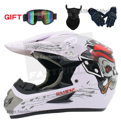 Motorcycle Helmet Off-road Racing Helmet All-season Men's and Women's Mountain Bike Helmet with Glasses,face Mask,and Gloves