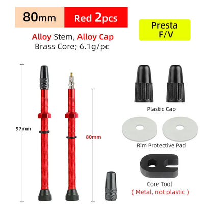 Bicycle No Tube Presta/FV Valve Brass/Alloy Stem Detachable Brass Core 40-120mm Road Bike Tubeless  Core Tool