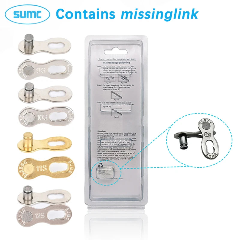 SUMC Bicycle Chain 9 10 11 12 Speed 9s 10s 11s 12s Titanium Ultralight MTB Mountain Road Bike Chains Gold Rainbow Bike Chain