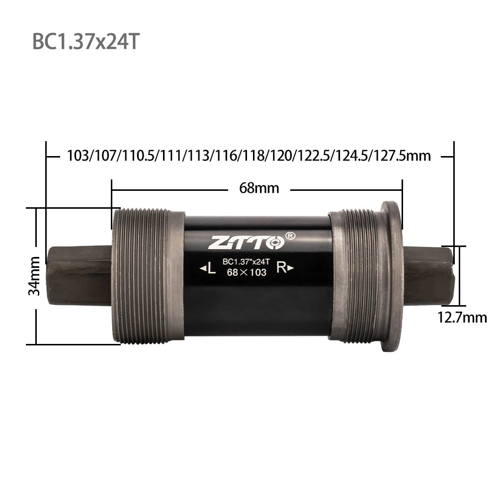 ZTTO Bicycle BSA 68x103mm 107mm 110.5mm 113mm 116mm Square Tapered Threaded Bottom Brackets For Axis Quare Hole Square Crankset