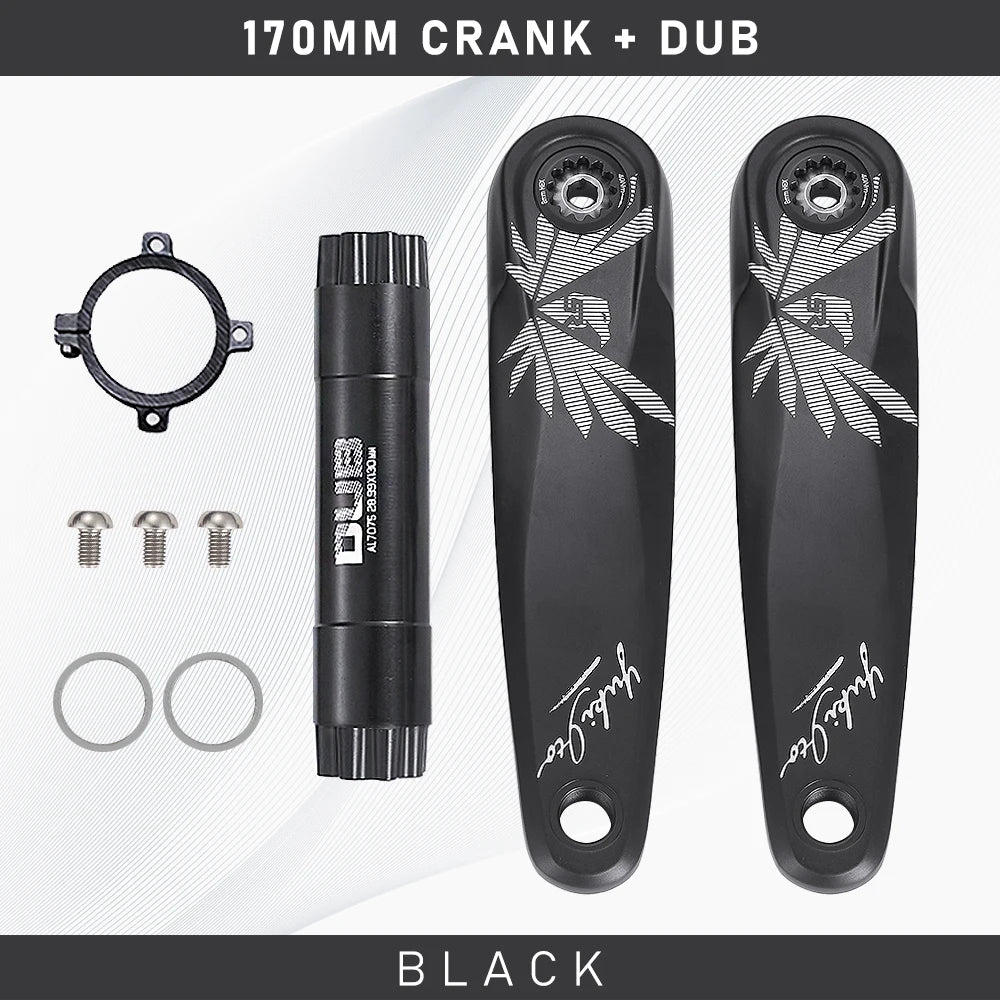 KRSEC Ultralight MTB Bike Crank DUB Axis Diameter 28.9mm Mountain Bicycle Crankset 170mm 3-nail Straight Installation For Enduro