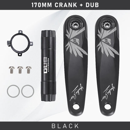 KRSEC Ultralight MTB Bike Crank DUB Axis Diameter 28.9mm Mountain Bicycle Crankset 170mm 3-nail Straight Installation For Enduro