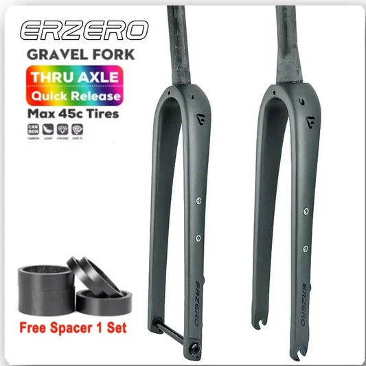 ERZERO Full Carbon Gravel Fork 700C/27.5" Tapered 12x100mm Thru-Axle 55mm Tire Clearance Disc/Rim Brake