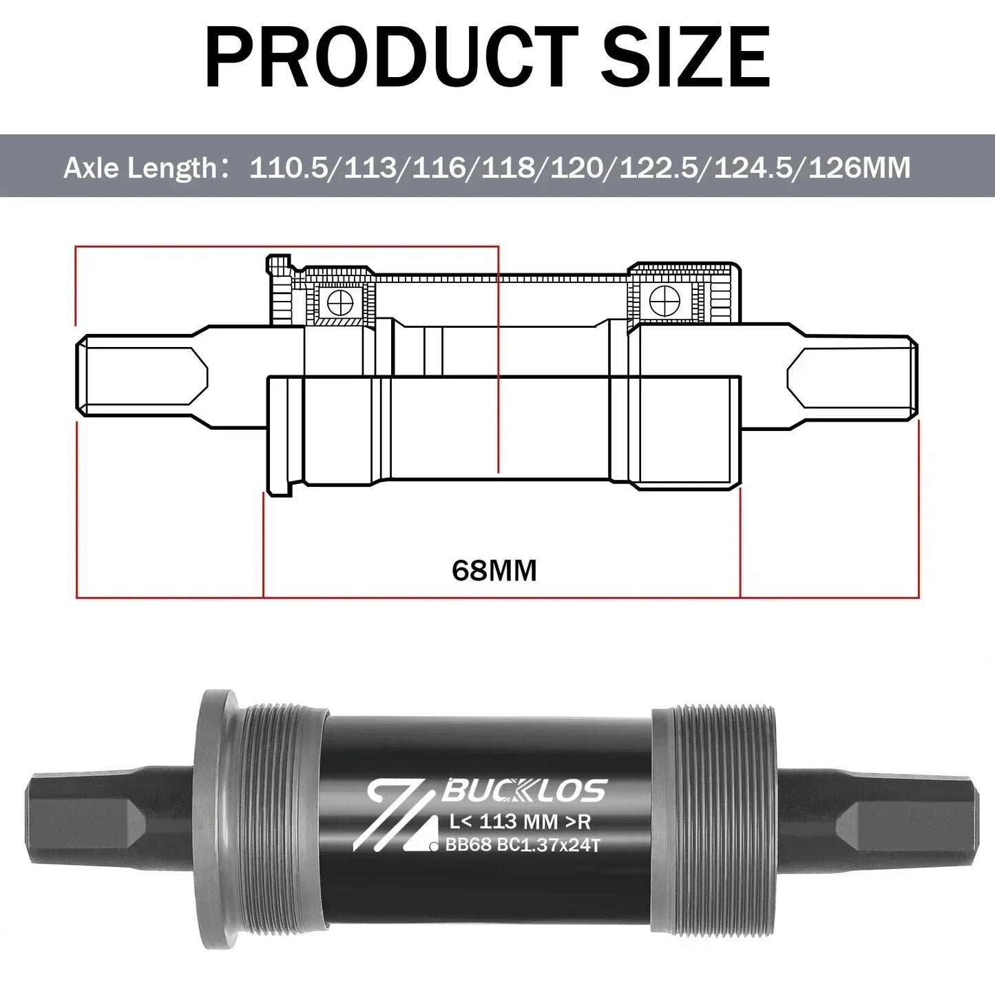 BUCKLOS Bike Bottom Bracket Square Hole Road Mountain Bike E-Bike Crank BB BB68 BB80 BB90 BB100 BB110 BB120 MTB Crankset Parts