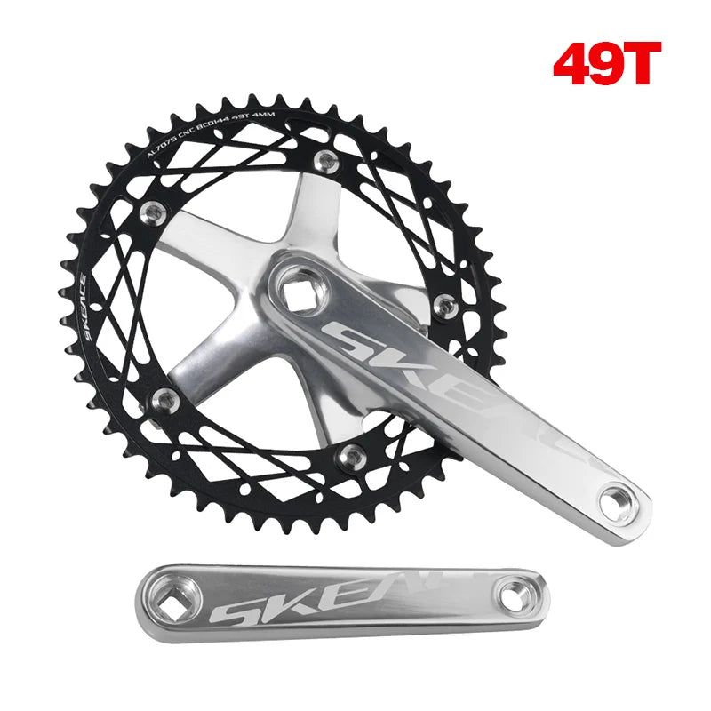SKEACE 48T/49T Aluminum Alloy Bicycle Crank Set 144BCD Single Speed Crank Chain Wheel 165mm Crank Road Fix Gear Track Bicycle